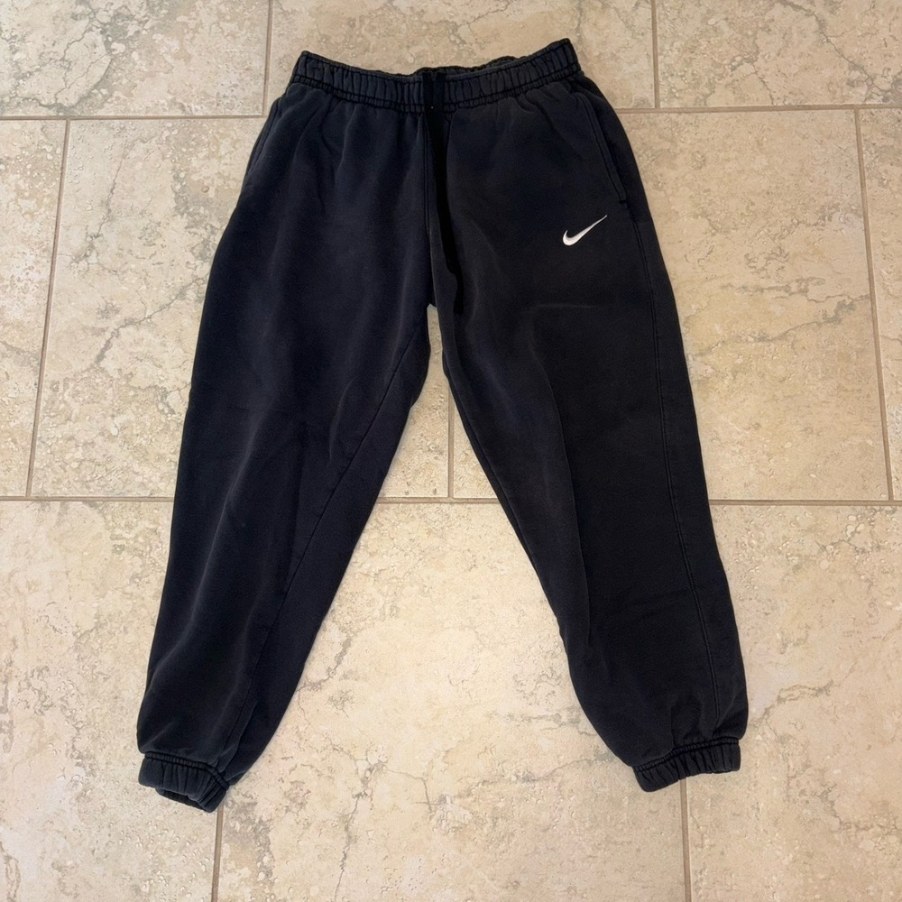 Nike Team Club Fleece Joggers Women's Small Black White Swoosh CJ1790 Distressed